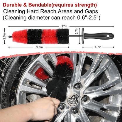 Easy Reach Wheel and Rim cleaning Brush 18’’ Long Soft Bristle Car Wheel Brush