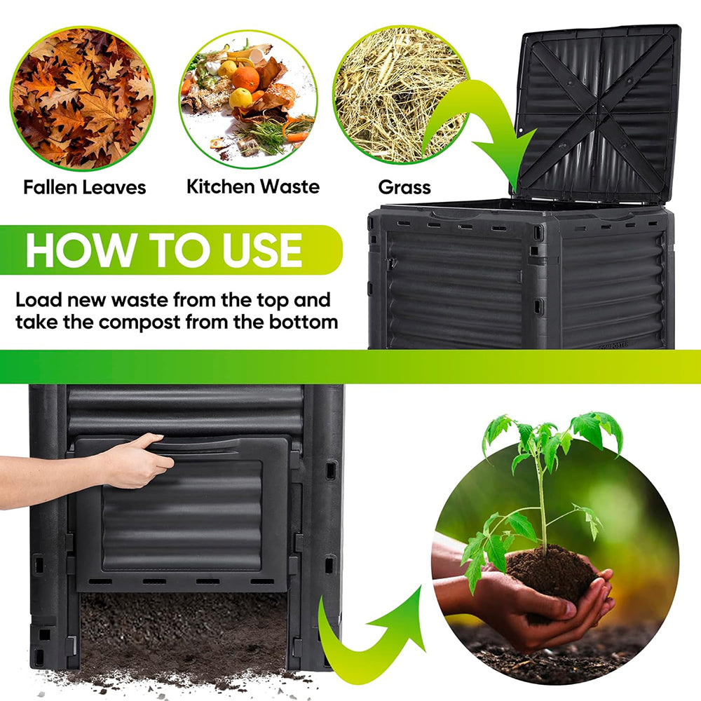 Large Compost Bin Aerating Outdoor Compost Box Easy Assembling