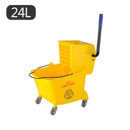 Side Press Wringer Combo Commercial Rectangular Mop Bucket on Wheels 35 Quart