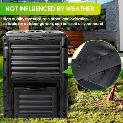 Large Compost Bin Aerating Outdoor Compost Box Easy Assembling