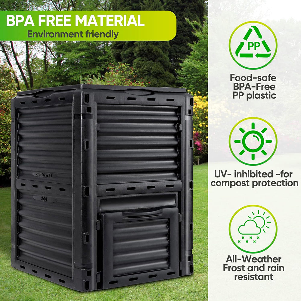 Large Compost Bin Aerating Outdoor Compost Box Easy Assembling